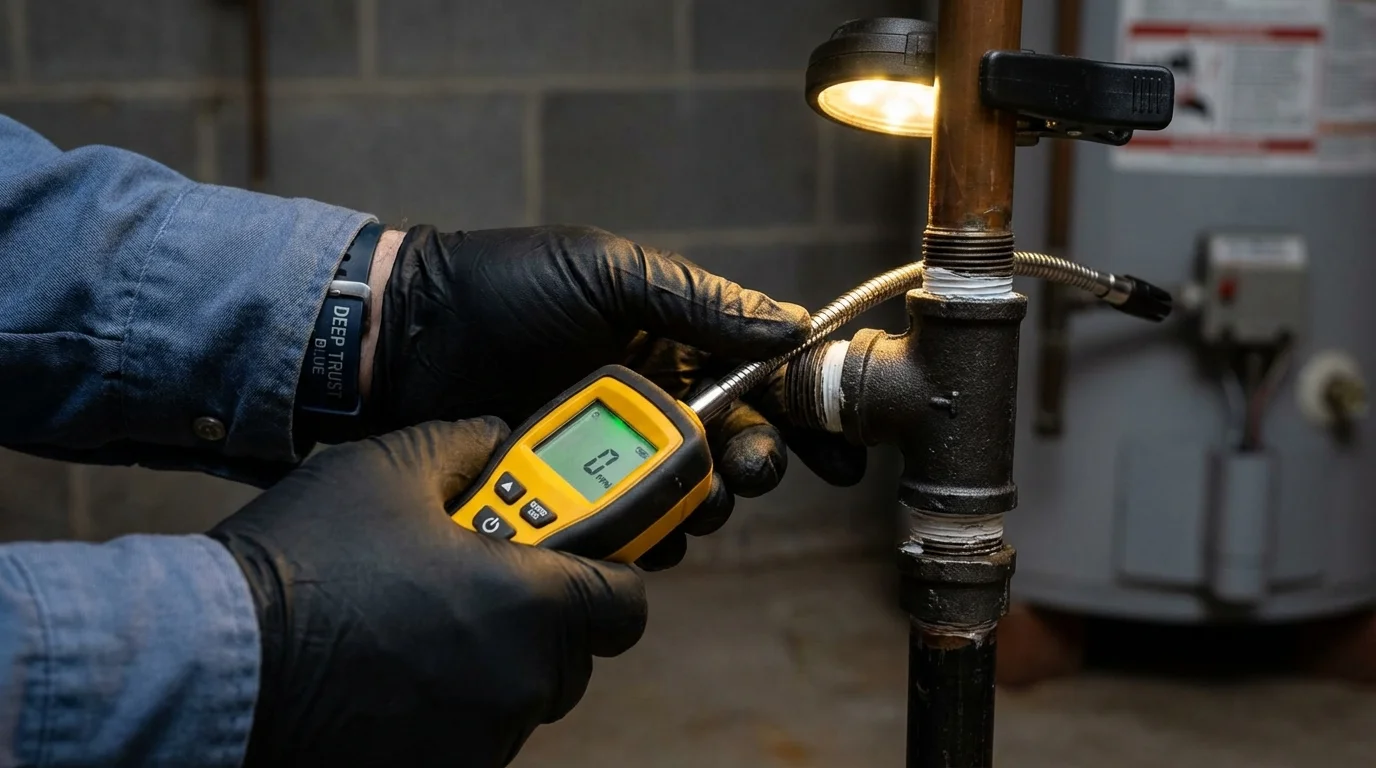 Gas leak detection with electronic sniffer by Johns Plumbing LLC in Wellesley
